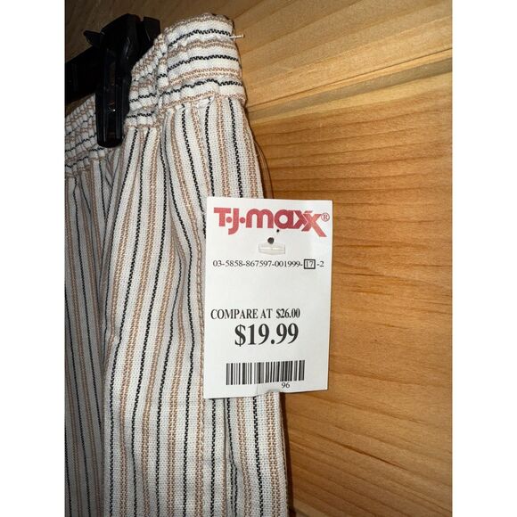 NWT Women's Blended Linen Striped Wide Leg Trousers - Picture 6 of 7